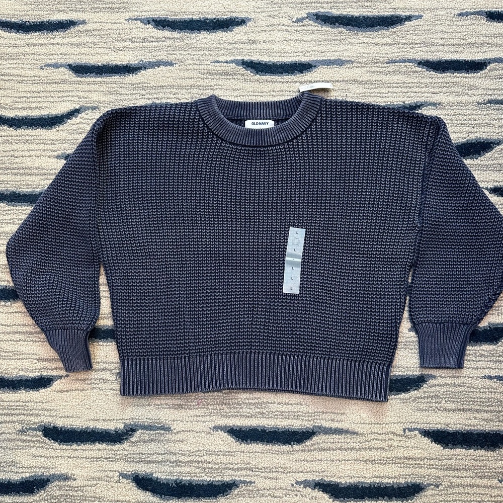 🆕 Old Navy Crewneck Sweater Heavy Knit Denim Blue L